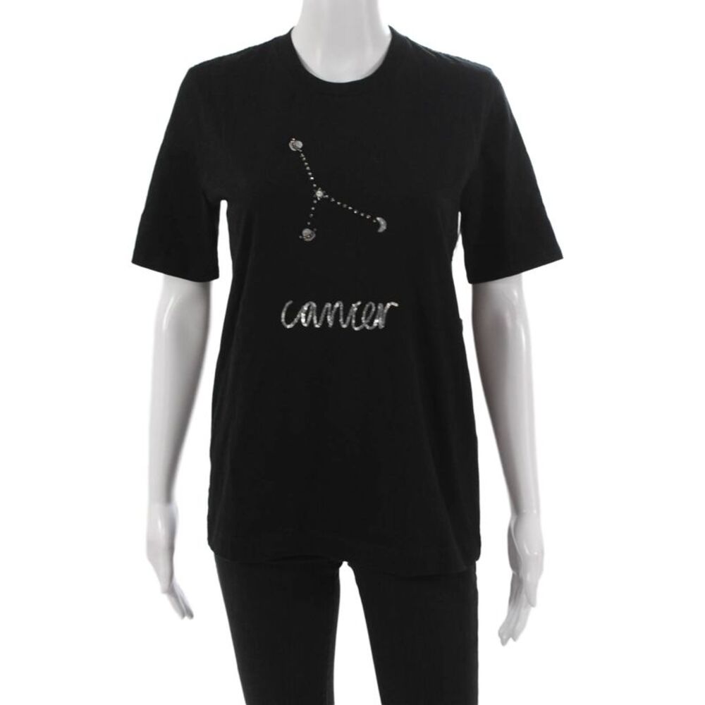 Markus Lupfer Women Basic Black Cotton T-Shirt Crew Neck Short Sleeve Size XS